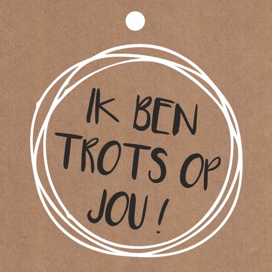 Cartes De Fleurs De Luxe - Cartes de vœux - Carte Cadeau - Marron - Fier De Toi - 7x7cm - 20 Pièces - Avec Perçage