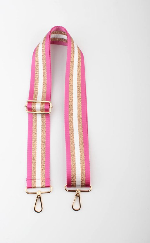 Bianca bag straps- Tassen hengsel- Verstelbaar- Glitter- Dames- Katoen Polyester- Goud- Strepen- 135cm- Roze