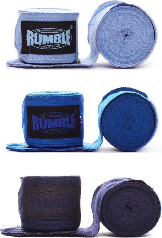 Bandage Boksen Rumble 3 Paar - 4 Meter - Baby Blauw/Blauw/Navy - Rumble