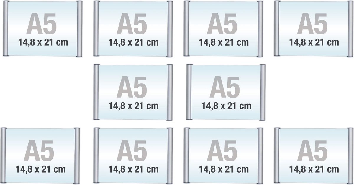 10 pack A5/Bewegwijzeringsborden met Klikprofiel /formaat 14,8x21cm/wegwijs bordjes/aluminium deurbordjes/naambordje kantoor/route bordje/aanwijs bordje/zelfklevend/verwijs bord/ informatie bord.