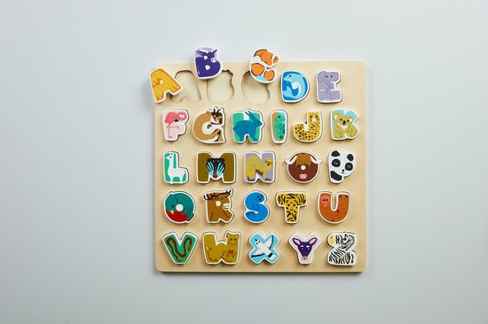 Thumbnail van een extra afbeelding van het spel SuperBlocco - Stoere Dieren Alfabetpuzzel NL - Houten Puzzel - Alfabet - Vormenpuzzel - Educatief - Montessori