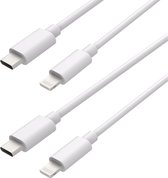 Cazy USB-C naar Lightning Kabel / iPhone Oplader Kabel - MFI gecertificeerd - USB-C Male naar Lightning Male - USB 2.0 - 75cm - Wit - 2 stuks