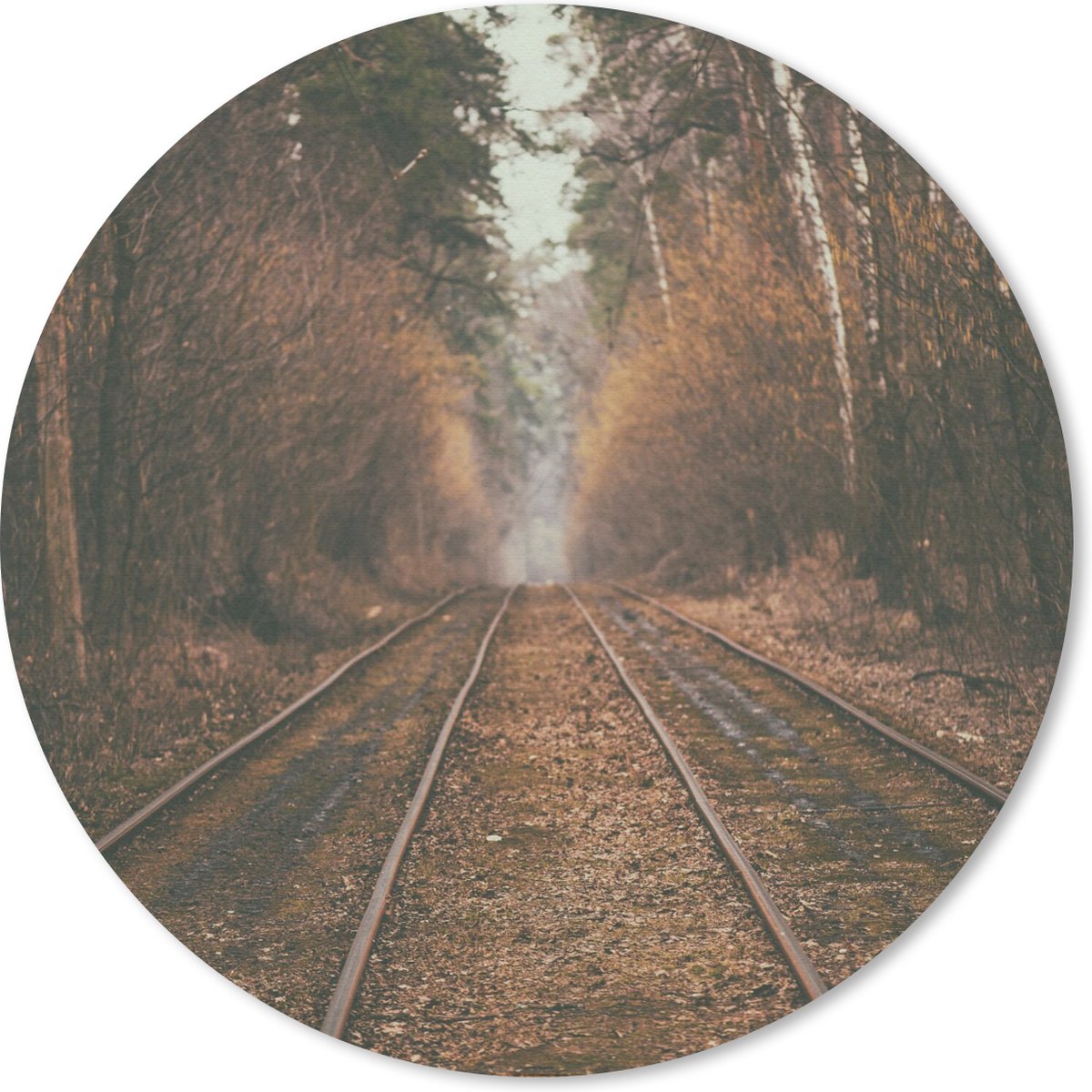Muismat rond 20x20 cm - Mousepad Treinspoor - Pad - Bos - Boom - Ronde muismatten