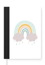 Notitieboek - Schrijfboek - Regenboog - Wolken - Regen - Kinderen - Pastel - Notitieboekje klein - A5 formaat - Schrijfblok