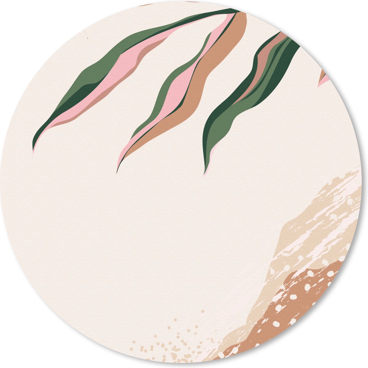 Muismat rond 20x20 cm - Mousepad Blad - Stippen - Zand - Abstract - Ronde muismatten