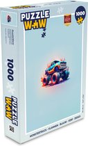 Puzzel Monstertruck - Vlammen - Blauw - Verf - Design - Legpuzzel - Puzzel 1000 stukjes volwassenen