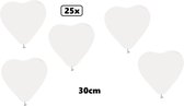 25x Hartjes ballon 30cm wit - Liefde hart Festival feest party verjaardag landen helium lucht thema