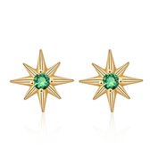 Oorstekers - goudkleurig - ster oorbellen - groen - dames - cadeau voor vrouw - Liefs Jade
