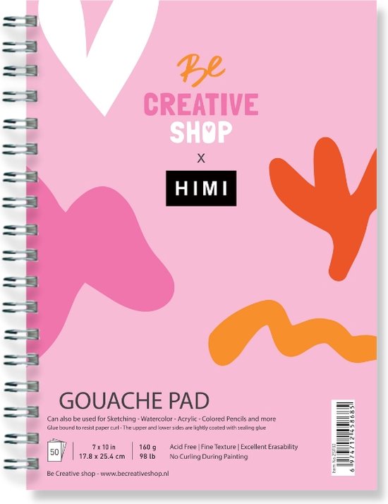 Foto: Himi be creative shop gouache pad 17 8 x 25 4cm ringband 50 vellen 160 gram wit papier