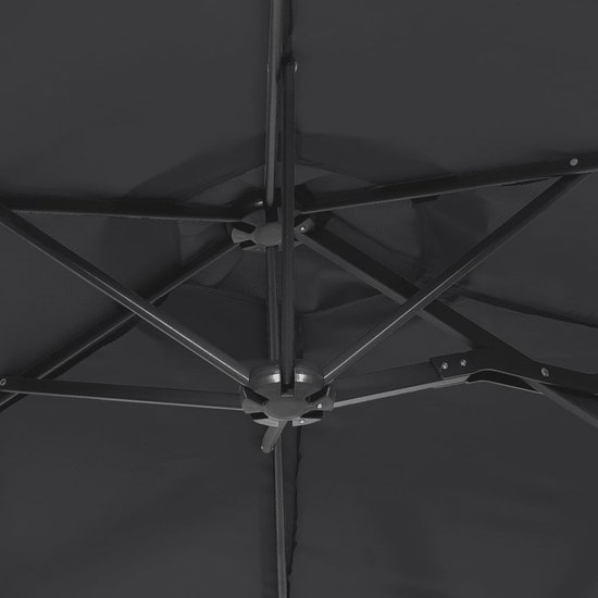 VidaXL Ombrellone Giardino A Doppia Testa Con Luci LED 316x240 Cm - Color Tortora - Base Con Sacchetto Sabbia
