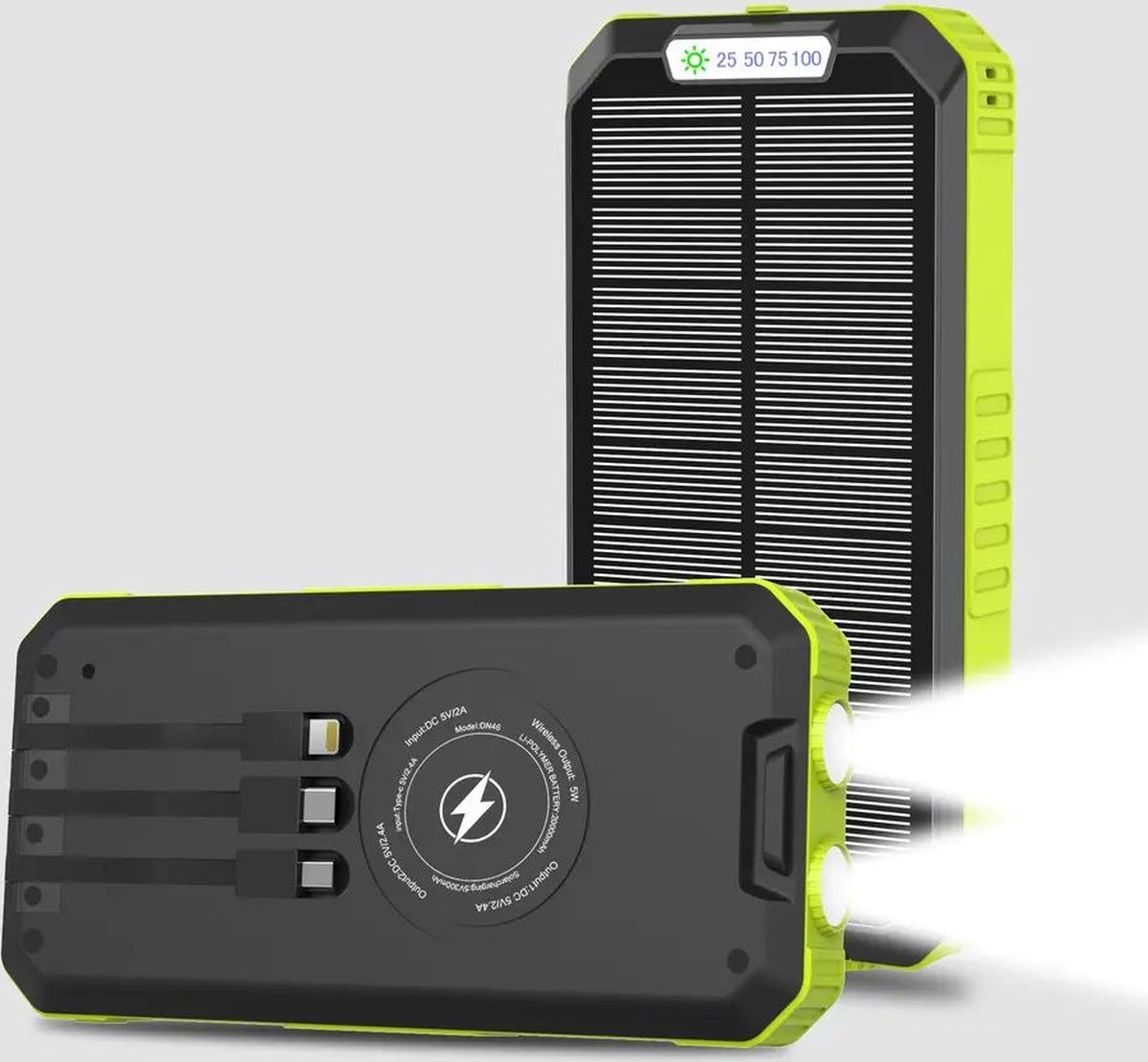 Solar world - powerbank met zonnepaneel - geschikt voor iphone -geschikt voor samsung- zonneenergie - 30000mah - powerbanks -noodpakket- solar -