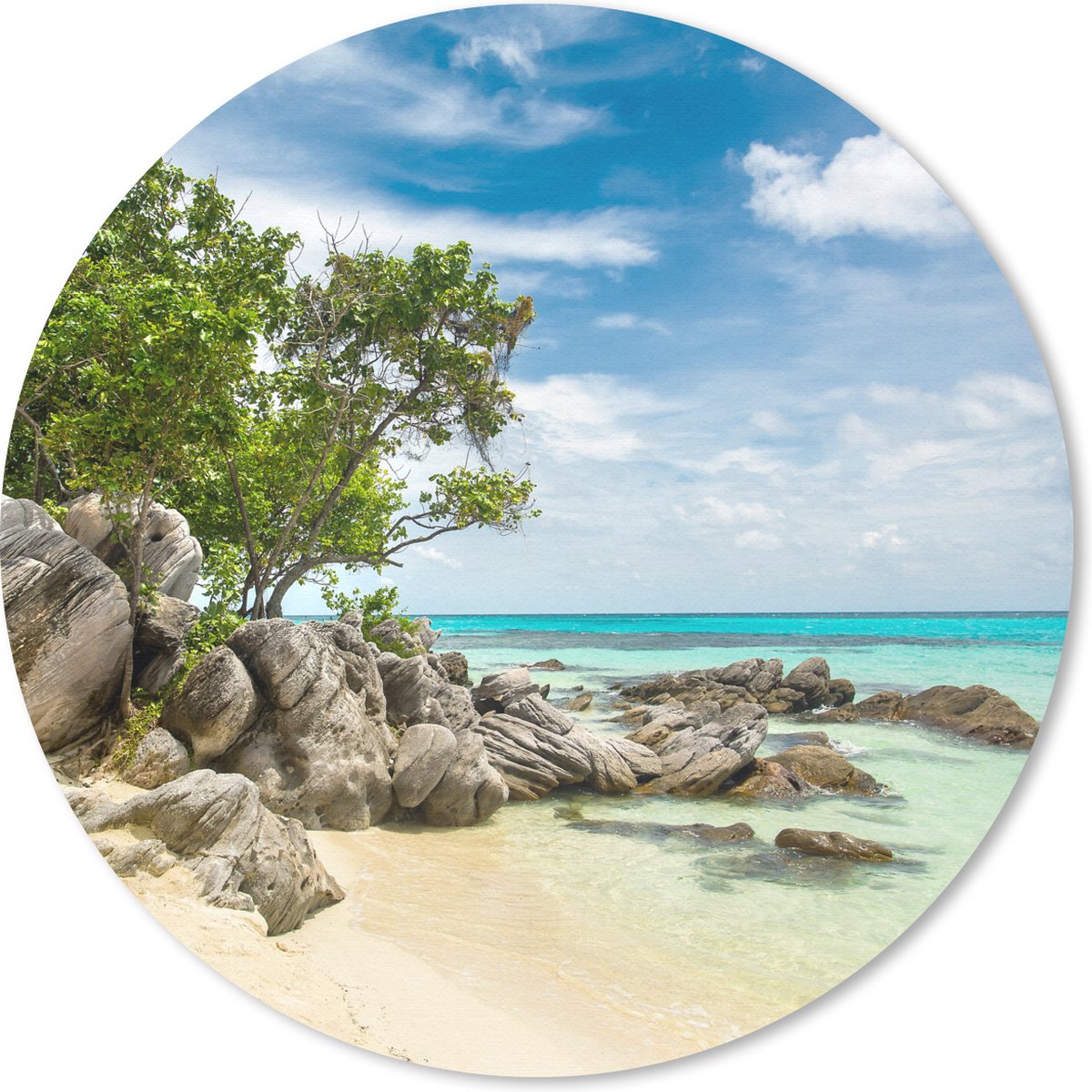 Muismat rond 50x50 cm - Mousepad Strand - Stenen - Zee - Zomer - Ronde muismatten