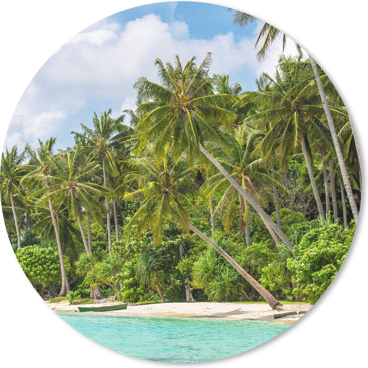 Muismat rond 40x40 cm - Mousepad Palmboom - Zee - Tropisch - Ronde muismatten