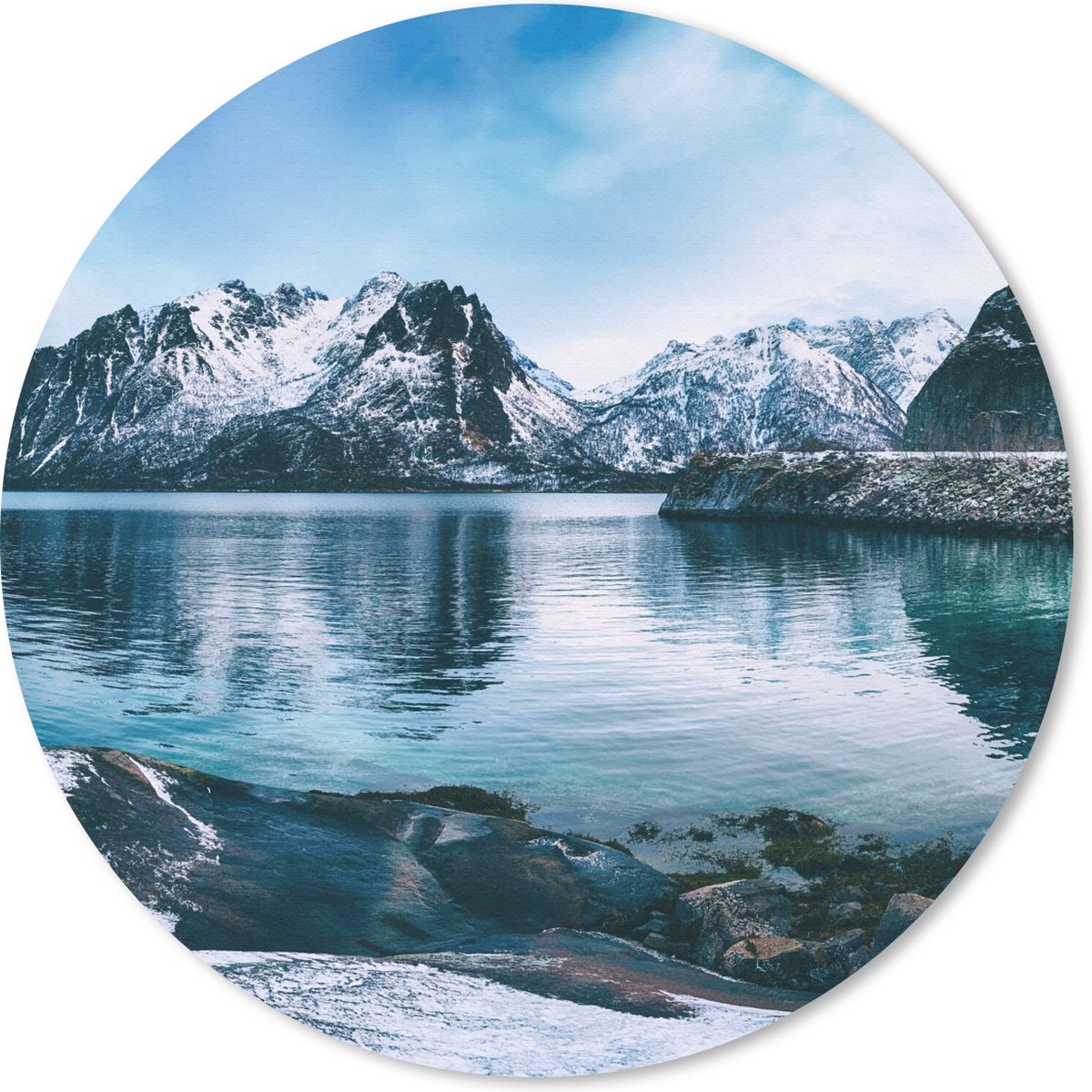 Muismat rond 40x40 cm - Mousepad Water - Bergen - Natuur - Ronde muismatten