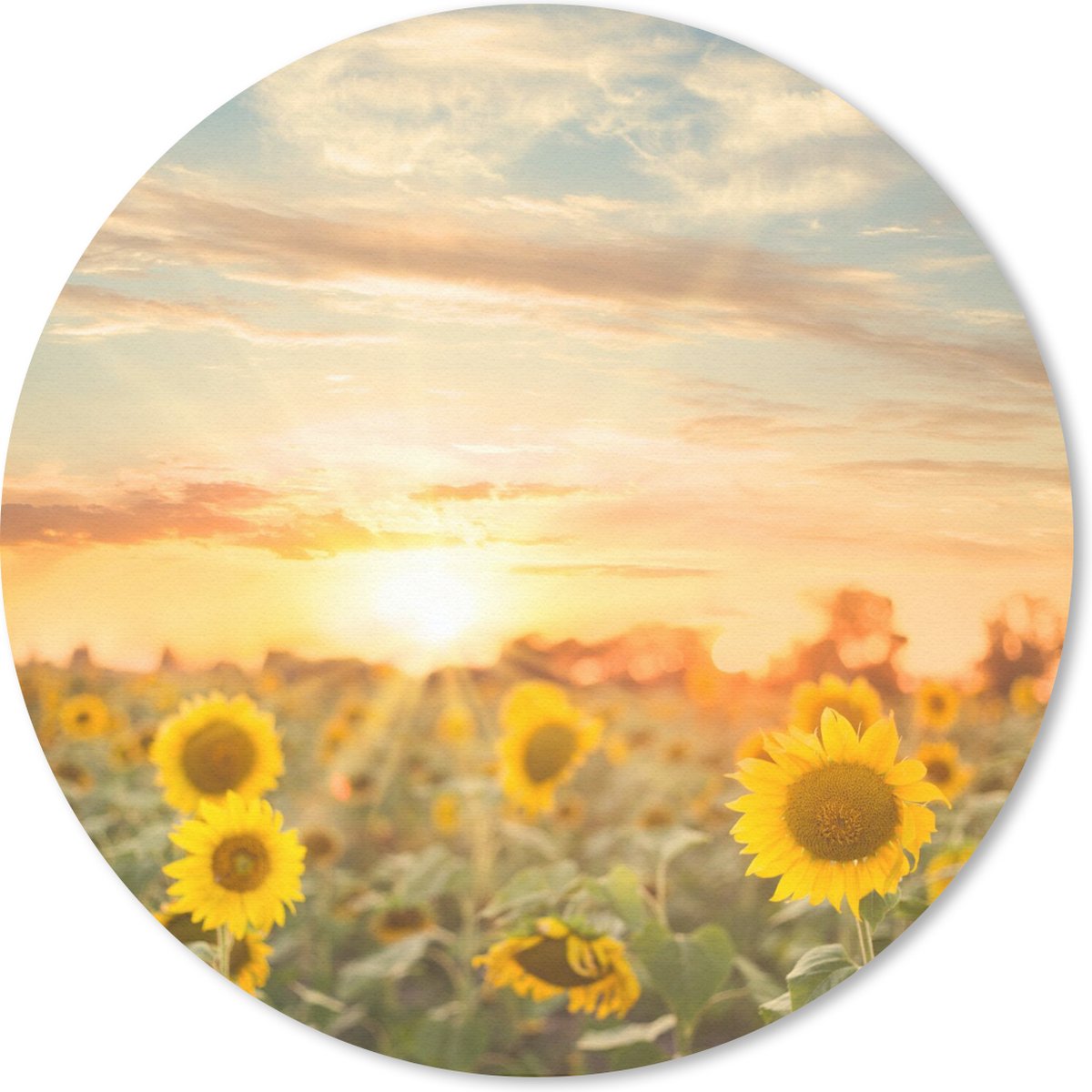Muismat rond 30x30 cm - Mousepad Zonnebloem - Zon - Bloemen - Ronde muismatten