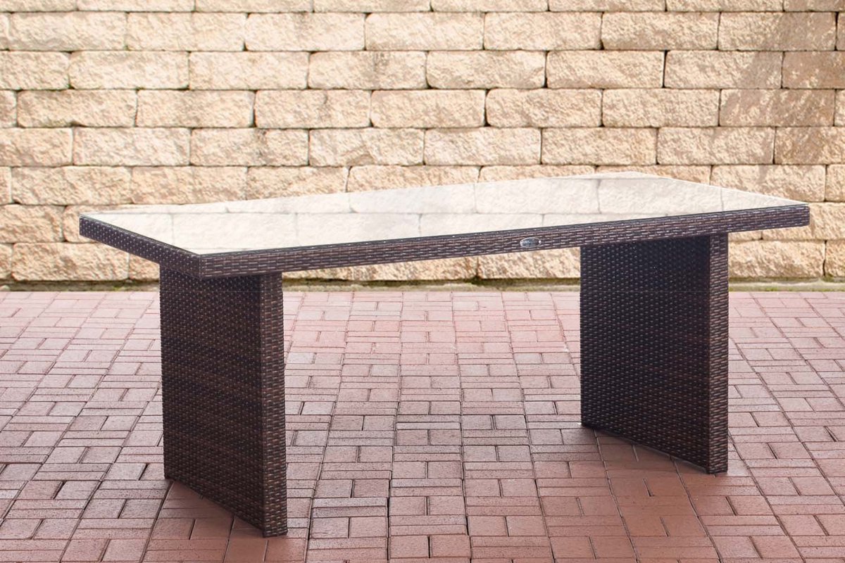 Glastafel deluxe - Tuintafel rotan wicker - Eettafel - Buitentafel - Salontafel - 180cm