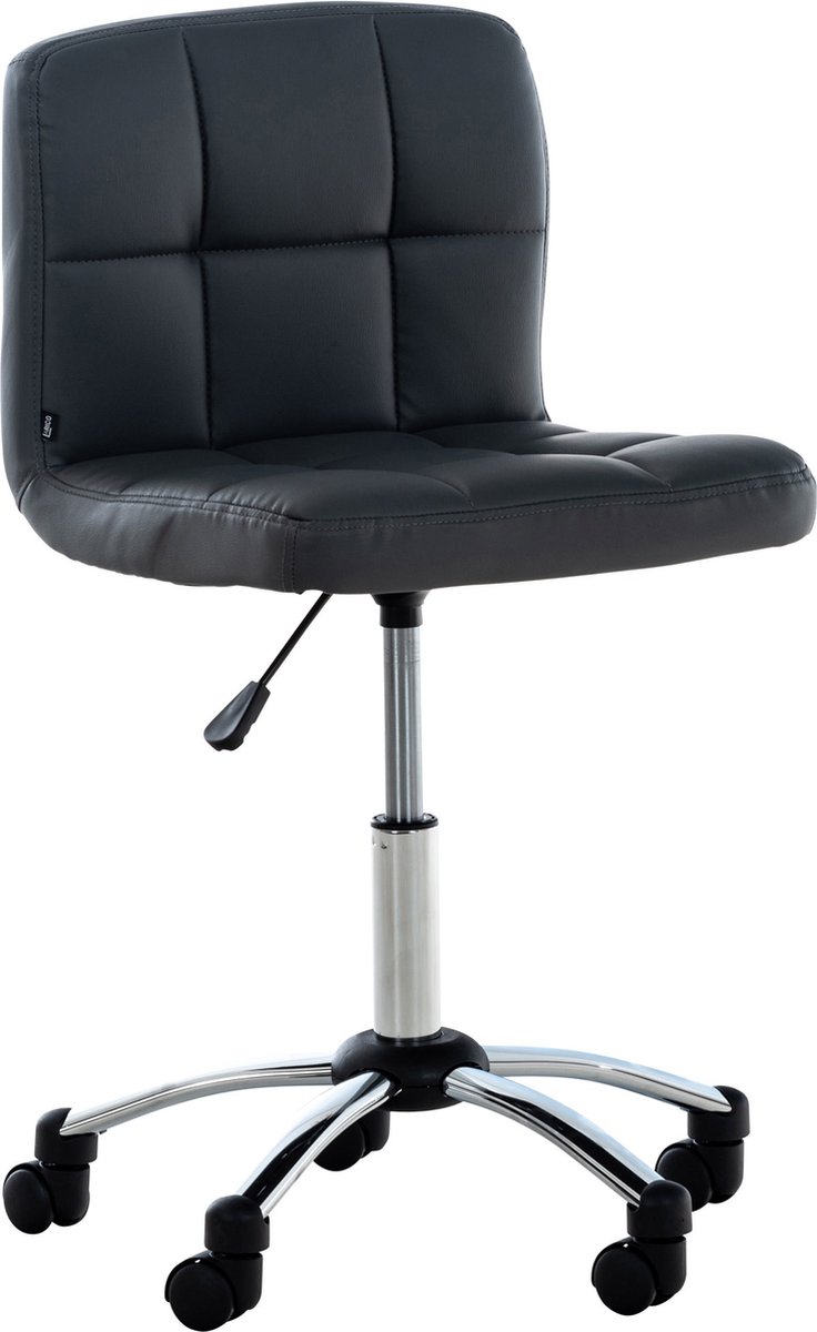 Werkkruk Dida - Zwart - Op wielen - Kunstleer - Ergonomische bureaustoel - Voor volwassenen - In hoogte verstelbaar 46-60cm