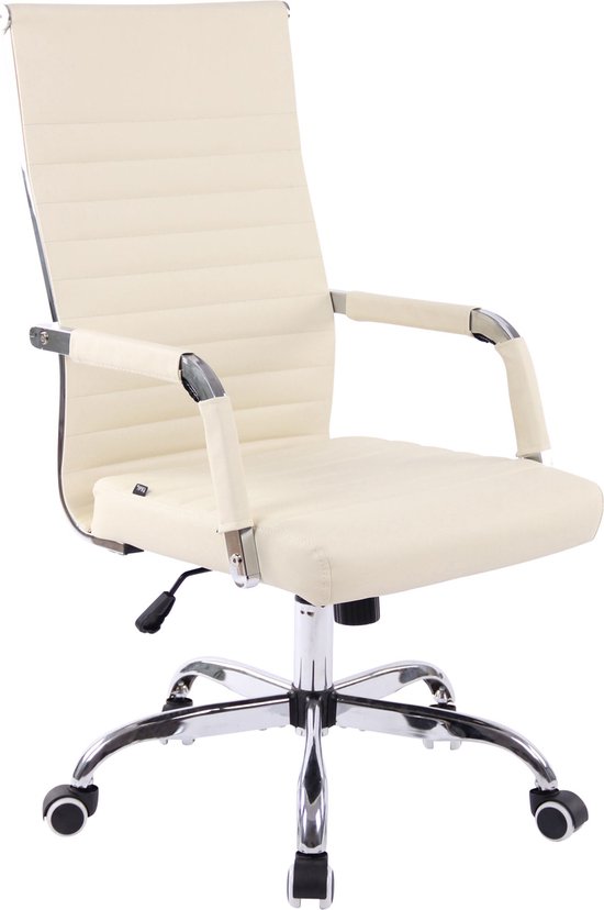 Chaise de bureau Alexandra - Similicuir Beige - Avec Dossier et Accoudoir - Ergonomique - Hauteur Réglable - 46x49x106cm - Cadeau fête des mères