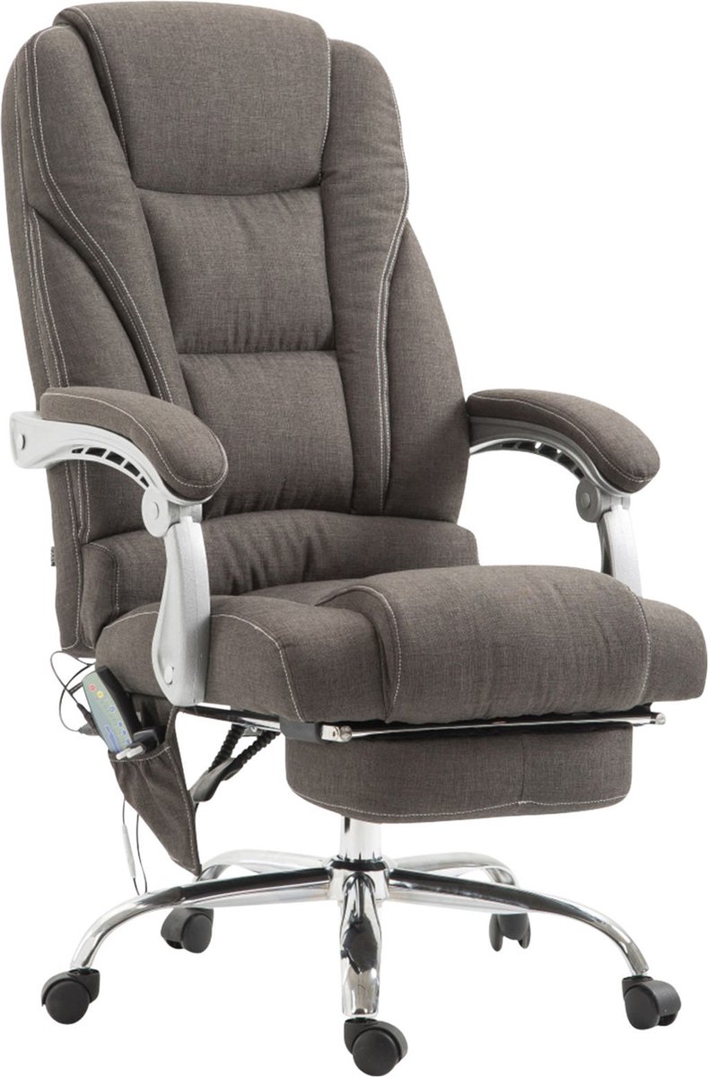 Bureaustoel Aroldo - Massagefunctie - Donkergrijs - Stof - Ergonomische bureaustoel - Op wielen - Voor volwassenen - In hoogte verstelbaar