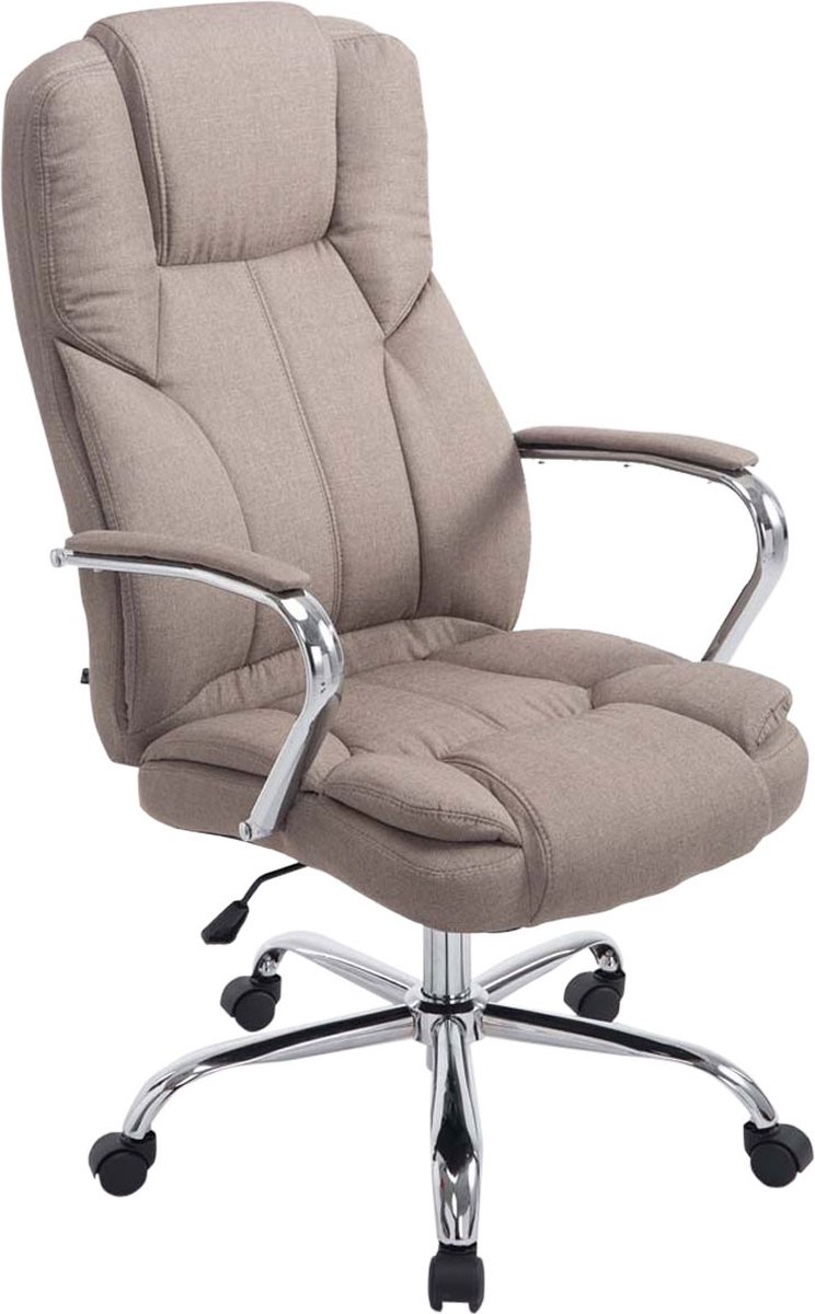 Bureaustoel Attilio XXL - Op wielen - Taupe - Stof - Ergonomische bureaustoel - Voor volwassenen - In hoogte verstelbaar