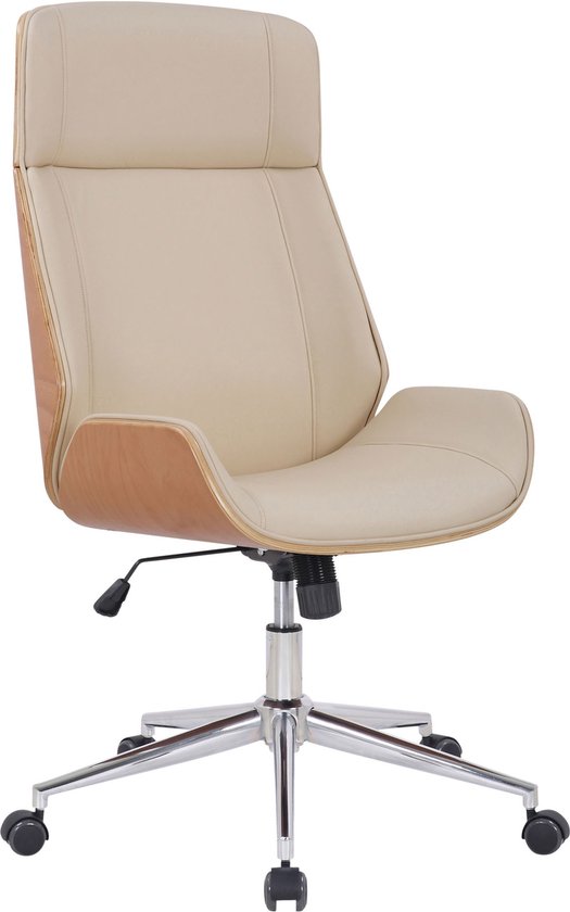 Premium bureaustoel Vitaliano - Creme kunstleer - Hoogte verstelbaar 44 - 52 cm - Ergonomisch - Luxe