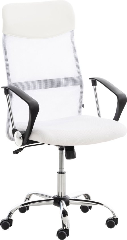 Luxe bureaustoel Giuseppina - Wit - Op wielen - 100% polyurethaan - Ergonomische bureaustoel - In hoogte verstelbaar - Voor volwassenen