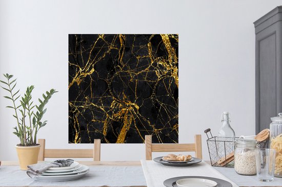 Stickers muraux - Marbre - Goud - Zwart - Motifs - 100x100 cm - Film Adhésif XXL