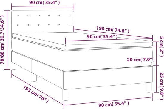 vidaXL - Boxspring - met - matras - stof - crèmekleurig - 90x190 - cm