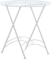 Ronde metalen tuintafel - 4 personen - Weerbestendig - Wit - 71x71x71cm