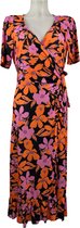 Angelle Milan - Vêtements de voyage pour femmes - Robe portefeuille rose / Oranje - Respirant - Infroissable - Robe durable - En 5 tailles - Taille M