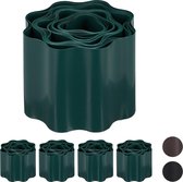 Relaxdays 5 x grasrand flexibel - borderrand golvend - 9 meter - kunststof - 10 cm groen
