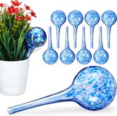 Relaxdays 10x waterdruppelaar - glas - waterbollen voor planten - Ø 6 cm - blauw