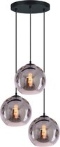Hanglamp 3-Lichts Bol | Rookglas | Industrieel | Woonkamer | Eetkamer | Smoke | Zwart