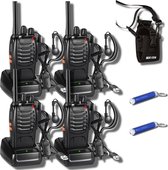 2 Multic Zaklampen + 4 Walkie Talkie Handsets (BF-88E) met oortelefoon en MSC-20A Radio Case - Professionele communicatie set voor kinderen en volwassenen