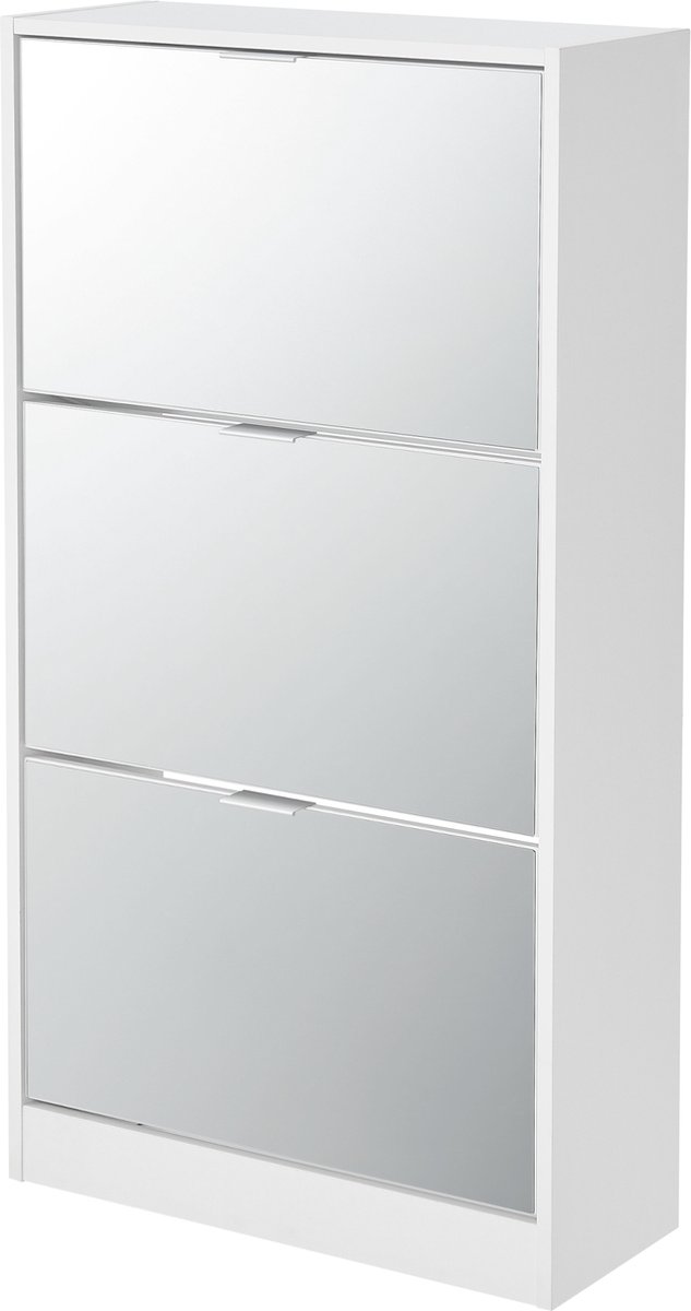 en.casa Schoenenkast Kragerø met spiegels 115x60x24 cm wit