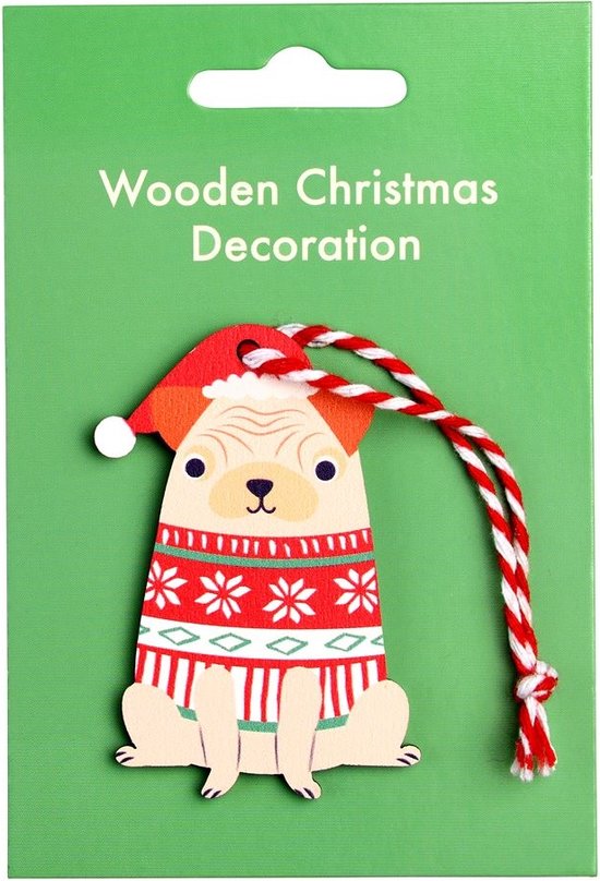 décoration figure Pug Dog bois noël