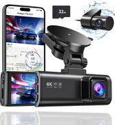 RedTiger F7NP Dual Dashcam voor auto - Ultra 4K & 1080P - Voor en Achter Camera - WiFi en GPS - 3,18 Inch met App - Sony Sensor - Nachtzicht - Parkeerbewaking - G Sensor - Loop opname - Full HD achter camera - Met 32GB SD Kaart