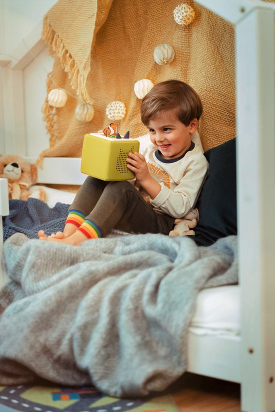 stadtecken Houten rek voor muziekbox, geschikt voor de Toniebox en ca. 50 Tonies, perfecte Tonie-opslag in de kinderkamer, om neer te zetten of op te hangen, eenhoorn, groot