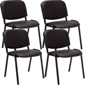 Bezoekersstoelen Justa - Set van 4 - Imitatie Leder - Metaal Mat Zwart - 53x53x83cm - Stapelbaar - Gestoffeerde Zitting