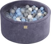 Piscine à balles VELVET Graphite - 90x40 dont 300 balles - Bleu bébé, gris, blanc, transparent - Cadeau Vaderdag