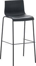 Klassieke Barkruk Pearle - Zwart - Modern Design - Ergonomische Barstoelen - Set van 1 - Met Rugleuning - Voetensteun - Voor Keuken en Bar - Kunststof Zitting