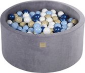 Ballenbak VELVET Staal - 90x40 incl. 300 bollen - Parelblauw, Beige, Babyblauw, Wit