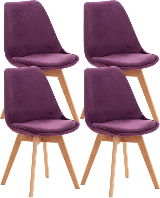 Chaise de Luxe Custodia - Violet - Design de Luxe - Velours - Bois de Hêtre - Pour Cuisine et Bar - Dossier - Assise Rembourrée