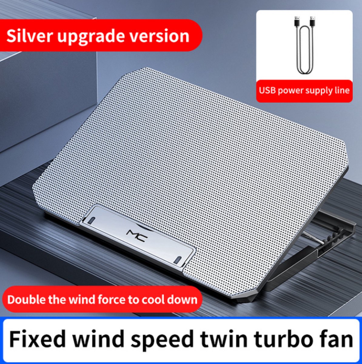 TECKNET Notebookkoeler, ventilator voor notebookkoeling, onderlegger met koeler met 3 ventilatoren met led en 2 USB-poorten, 12 inch-17 voor laptop notebook