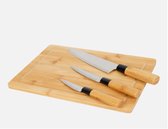 Absolu Chic | Messenset met snijplank | 3 Messen inclusief 25 x 35 CM Bamboe snijplank | Vocht- en Schokbestendig | FSC®-gecertificeerd hout