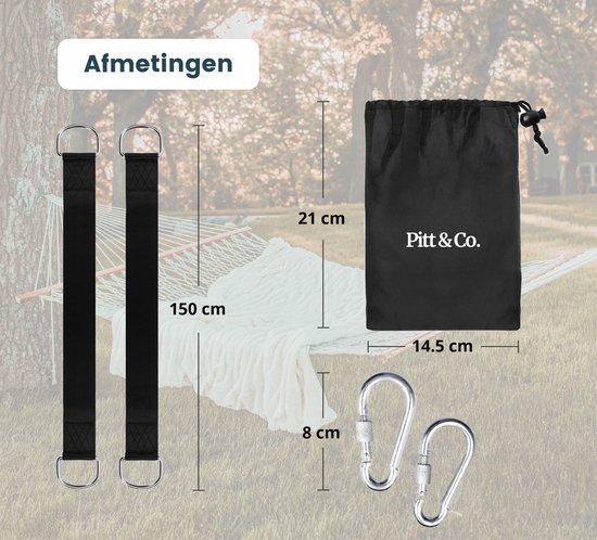 Ophangsysteem voor Hangmat/Schommel/Nestschommel - Hangmat Ophangen - Hangmat Ophangsysteem - Hangmat Bevestigingsset - Ophangset - Schommelbevestiging - Inclusief Haken - Karabijnhaak - 150cm - set van 2 stuks - Zwart - Tot 700 kg