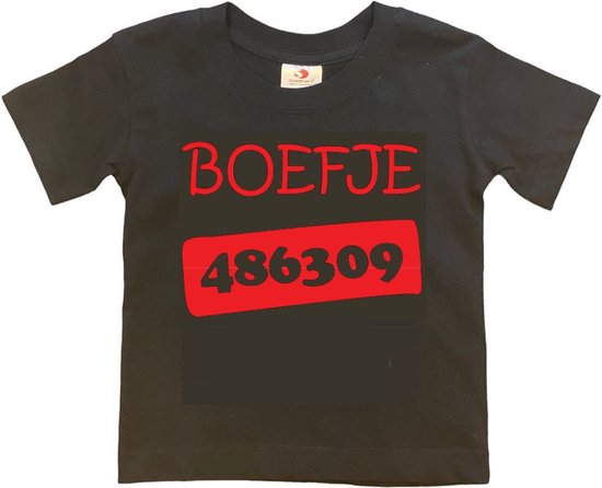 T-shirt Kinderen "Boefje 486309" | korte mouw | zwart/rood | maat 98/104