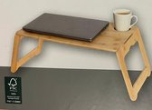 Laptoptafel - Met poten - Bamboe - Inclusief bekerhouder - Opvouwbaar - 46x29,5x23 cm