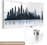 MuchoWow® Glasschilderij 40x20 cm - Schilderij acrylglas - New York - Skyline - NYC - Foto op glas - Schilderijen