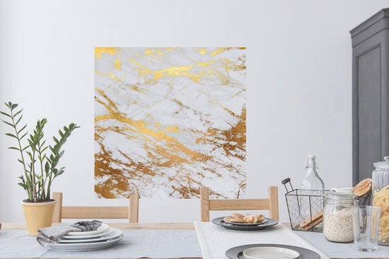 Stickers muraux - Film autocollant - Marbre - Motifs - Or - 100x100 cm - Film adhésif - Stickers muraux chambre d'enfant - Papier peint autocollant XXL - Papier peint autocollant - Film autocollant